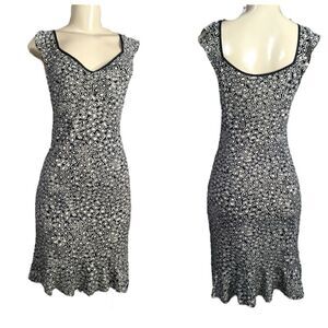 Y2K BCBGMAXAZRIA FITTED STRETCH RUFFLE TRIM MINI DRESS SZ‎ XS FAIRY